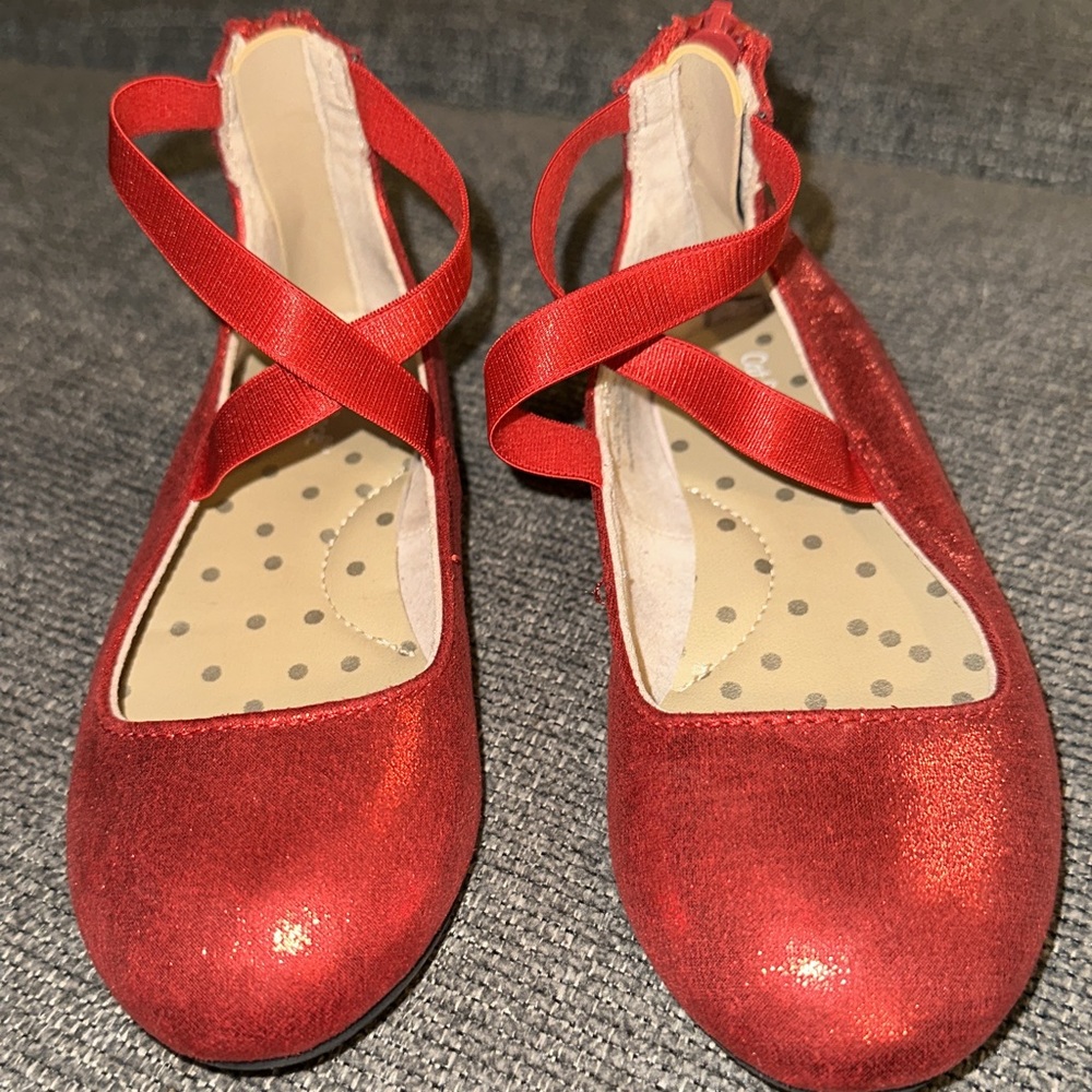 Girls sparkly red flats size 9